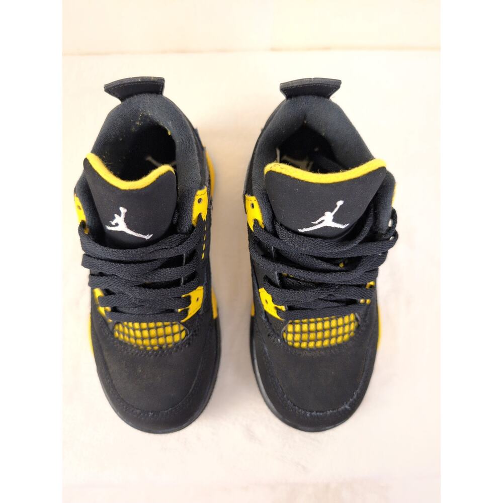 Jordan 4 Retro Thunder sneakers black yellow Size 11c Toddler shoes Sneakerhead - Picture 4 of 9